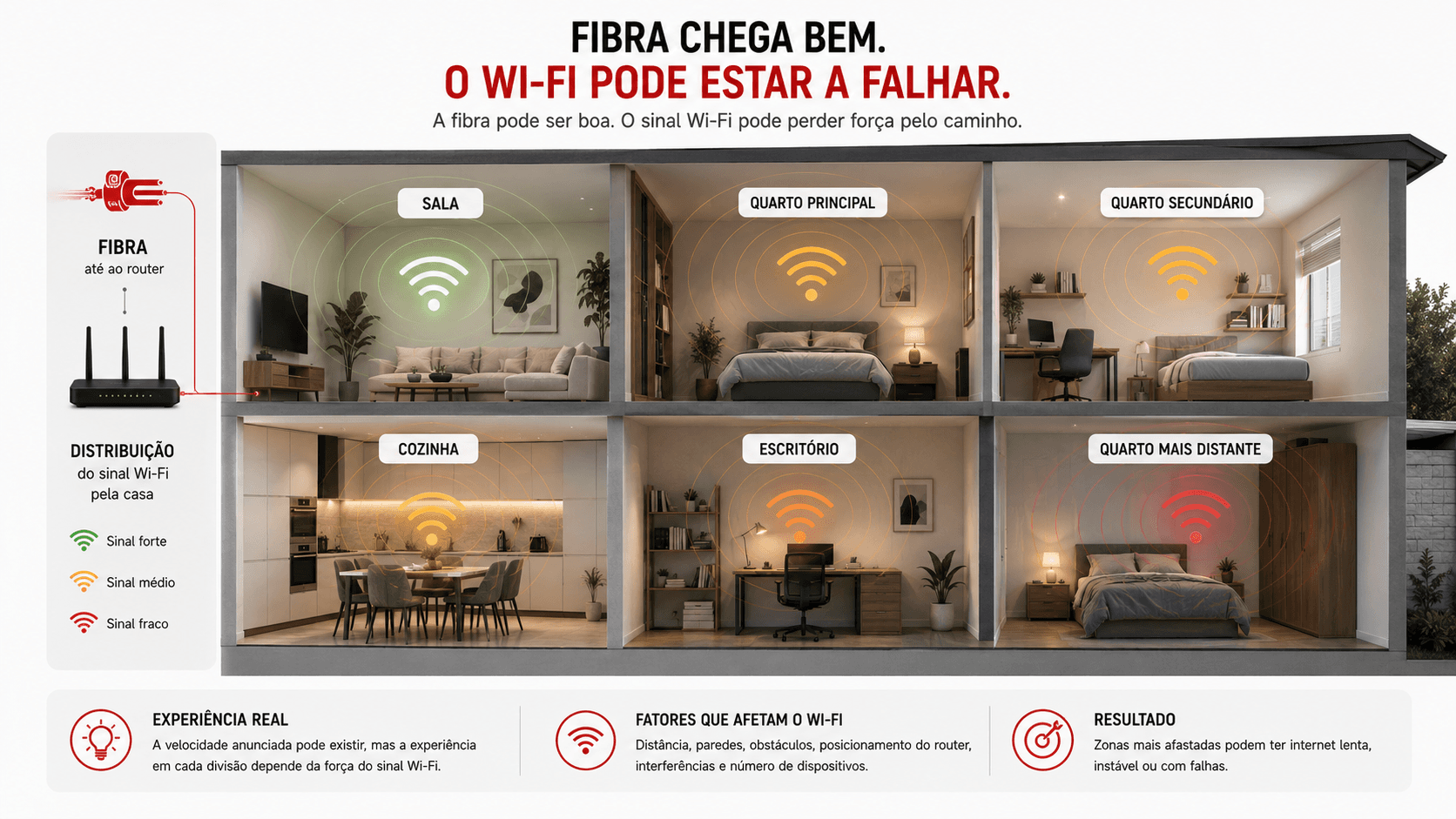Ligação fibra a chegar ao router e sinal Wi-Fi a perder força dentro de casa