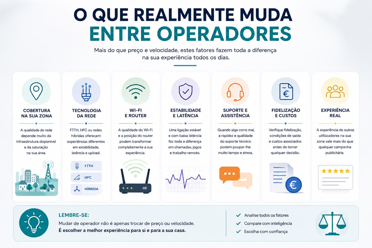 O que realmente muda entre operadores